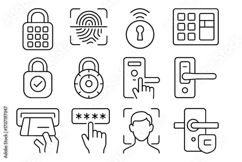 Combination vector lock touch biometric icons keypad icon security pad digital