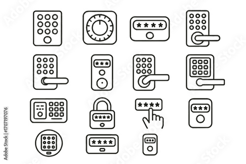 Encrypted access digital icon lock vector device rotary verification code panel password