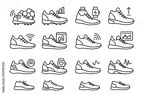 Soccer shoe footwear sensor sneakers vector motion shoes performance smart tracker icon