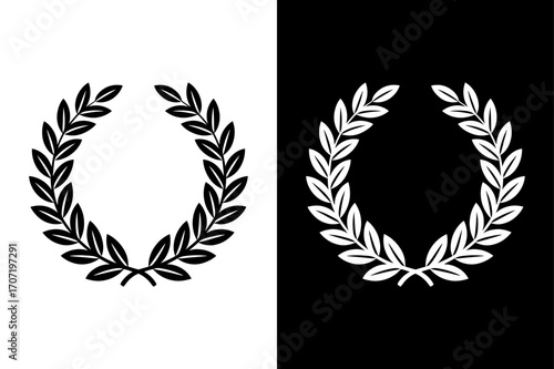 Laurel Wreath Icon Design. Victory and Award Silhouette in Black White