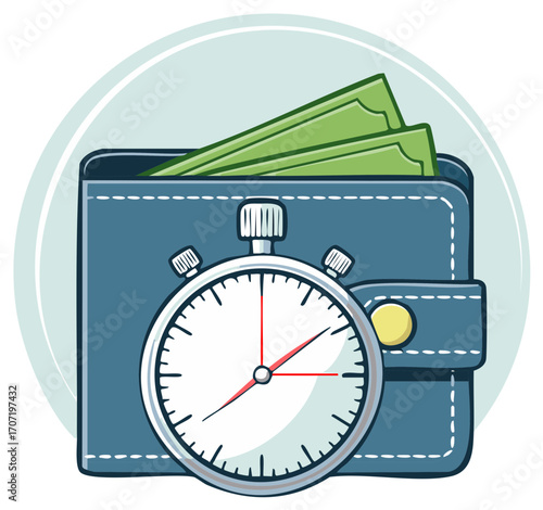 Strategic Time and Money Management Concept Wallet Stopwatch Illustration