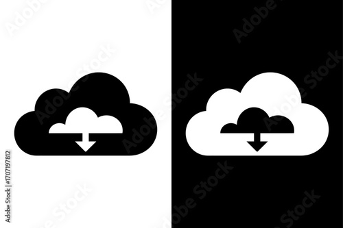 Minimal Cloud Icon Design. Flat Vector Silhouette for Apps and Web