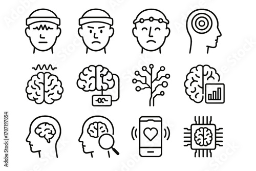 Sensor level state ai brainwave mental tracker icon mind vector neural