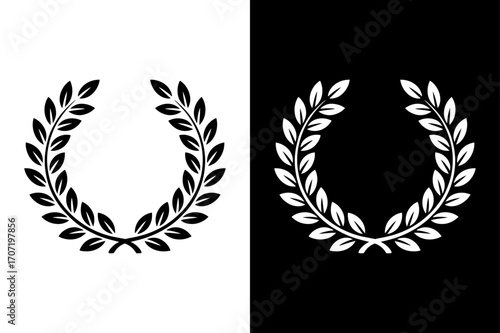 Laurel Wreath Silhouette Icon. Symbol of Victory, Honor and Success