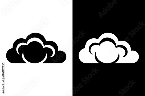 Cloud Icon Silhouette Vector. Fluffy Cloud Symbol in Glyph Style