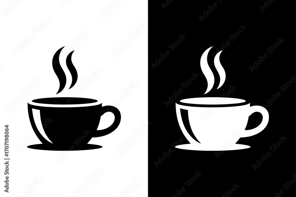 Obraz premium Hot Coffee Cup Icon Silhouette. Flat Vector Drink Illustration