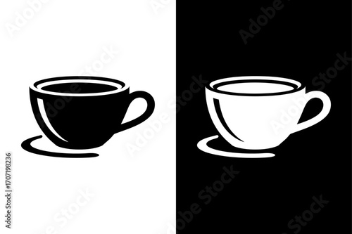 Paper Coffee Cup Vector Icon. Minimal Silhouette Design Black White