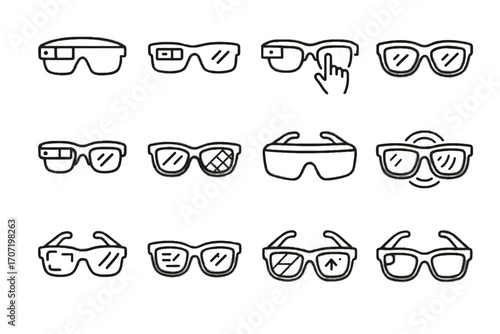 Ar connected icon display vector reality projection glasses lenses hud transparent wearable