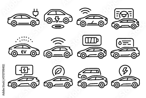 Autonomous vehicle energy icon vector car charging cars holographic ai futuristic electric