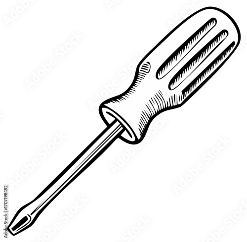 Screwdriver drawing with a classic handle and slotted tip