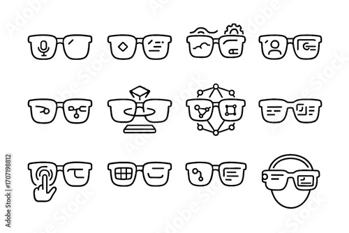 Data smart predictive interface hud network vector ai eyewear glasses interactive icon