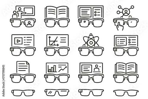 Education interactive immersive learning ai board classroom icon student vector interface glasses