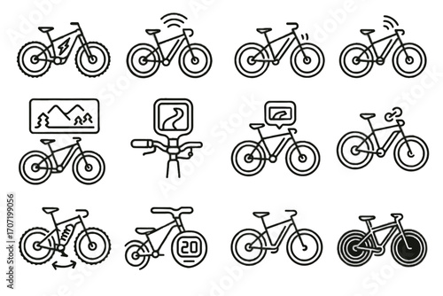 Vector display trail smart mountain icons icon bike rugged ai pedaling