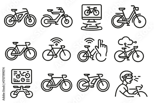 Cycling display icon vector bike electric connected futuristic hud pedaling smart icons