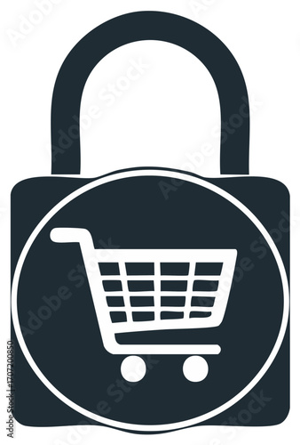 Secure Shopping Cart Icon Digital Security and Online Transaction Safety