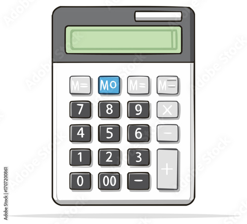 Calculator with Green Display, Numerical and Math Function Buttons