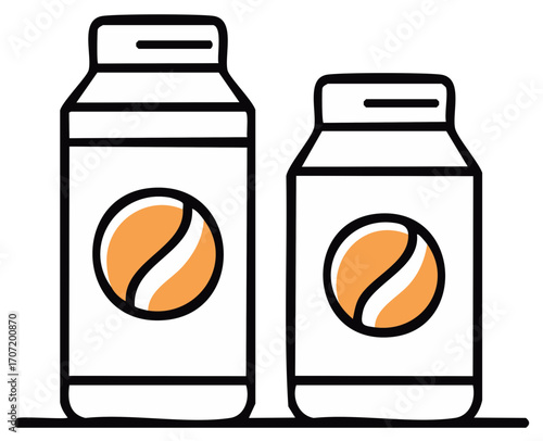 Two vector style jars with an orange spiral design on the front