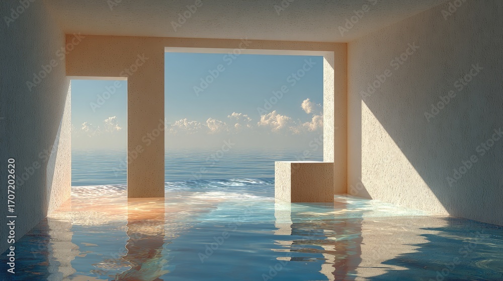 Fototapeta premium Seaside Room With Water View