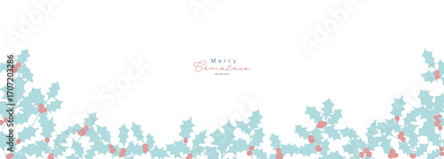 クリスマスリースのイラスト。12月のクリスマス素材。ヒイラギの冬クリスマスフレーム背景。Illustration of a Christmas wreath. December Christmas materials. Holly winter Christmas frame background.