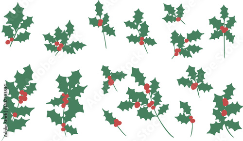 クリスマスリースのイラスト。12月のクリスマス素材。ヒイラギの冬クリスマスフレーム背景。Illustration of a Christmas wreath. December Christmas materials. Holly winter Christmas frame background.