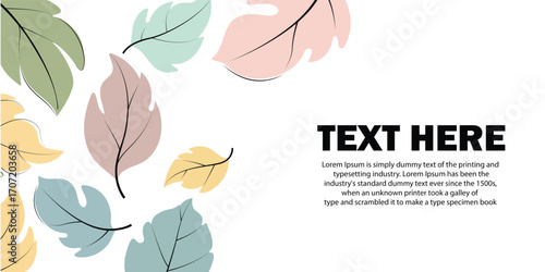 Pastel leaves with text space for banner