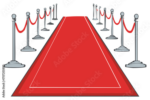 Red Carpet Aisle and Stanchions Illustration