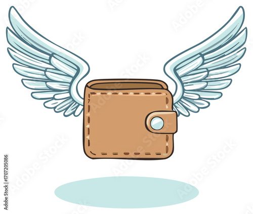 Wallet with Wings Flying