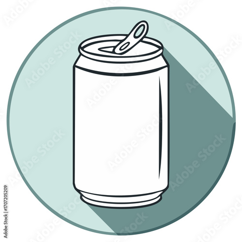Stylized outline drawing of an open soda can with a long shadow