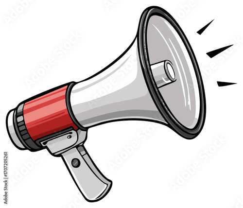 Vibrant cartoon megaphone symbol for announcement and marketing message communication