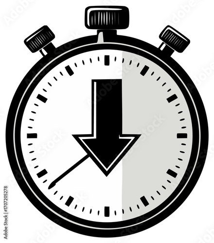 Stopwatch with down arrow icon symbolizing a deadline countdown or time running out