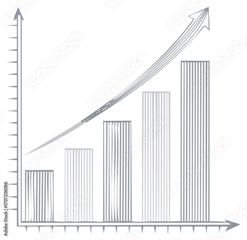Upward trending bar chart illustrating financial progress and business growth