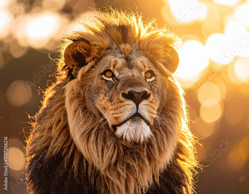 Isolated lion head, close up