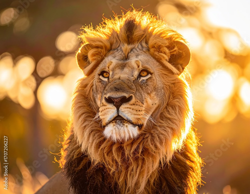 Isolated lion head, close up