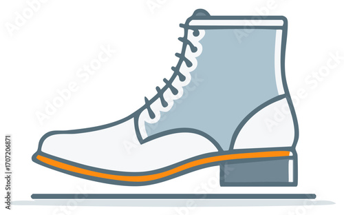 Stylish two-tone lace-up ankle boot vector icon for fashion and footwear concepts