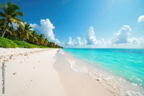 Wallpaper Mural Sun-kissed sands meet turquoise waters on a pristine Florida beach Seashells scattered along the shore, gentle waves lapping the coast Perfect summer getaway scene , scenic, sunlight, travel Torontodigital.ca