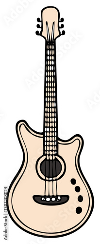 Isolated acoustic guitar illustration musical instrument for musicians and bands vector