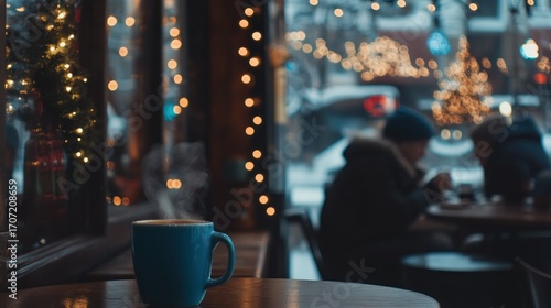Cozy winter cafe scene