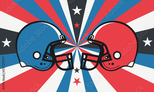 American Football Helmet Faceoff Vector Illustration
