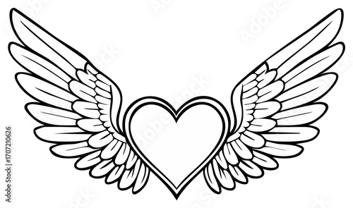 Winged Heart Symbol Angel Wings Love Illustration Vector Graphic