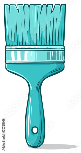 Illustration of a Blue Paintbrush for Wall Painting and Creative Arts