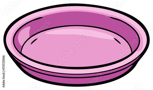 Pink Plastic Empty Food Bowl for Pets or Cartoon Animals Feeding Accessory