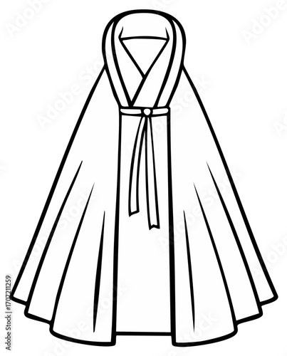 Simple Outline of a Traditional Korean Hanbok Dress