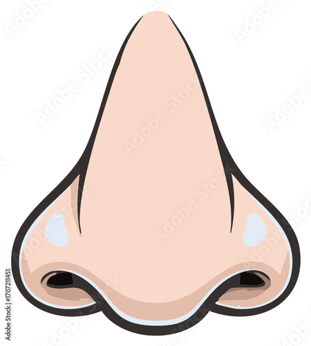 Human Nose Cartoon Illustration, Facial Feature for Medical and Healthcare Visuals