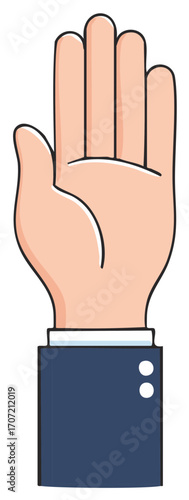 Flat Design Open Hand with Business Sleeve Symbol for Communication