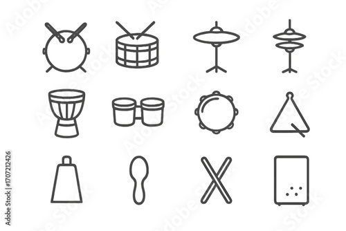 Shaker icons triangle tambourine vector cajón icon djembe percussion cowbell snare bass