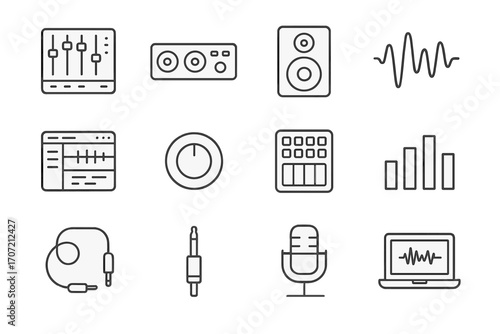 Console bars laptop icon vector screen icons production audio track mixing midi