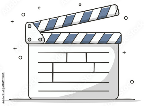 Hand drawn movie clapperboard vector icon for cinema and video production