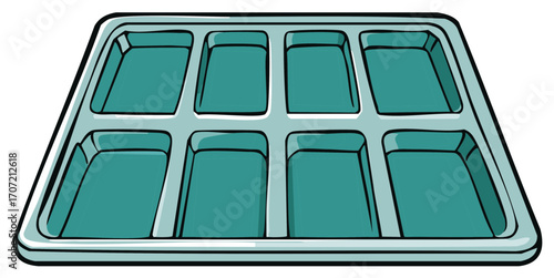 Empty school cafeteria food tray with eight compartments vector illustration