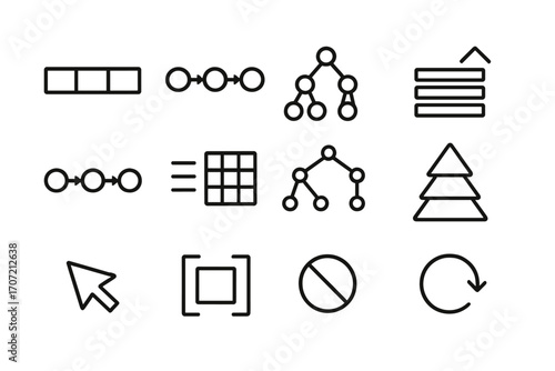 Icons data stack block table vector graph symbol nested fifo structure null