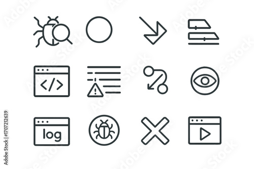 Symbol debugging line bug mark set panel conditional icon trace debugger vector